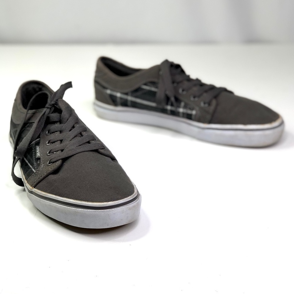 Tony Hawk sneakers grey canvas plaid men's 10.5
